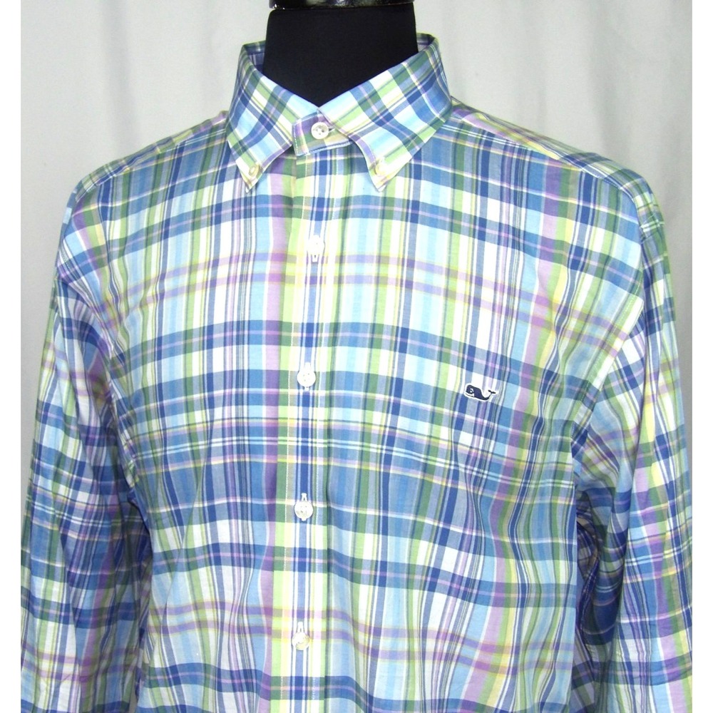 Vineyard Vines Long Sleeved Plaid Slim Fit Button Up Whale Shirt Men's XL - Picture 2 of 6